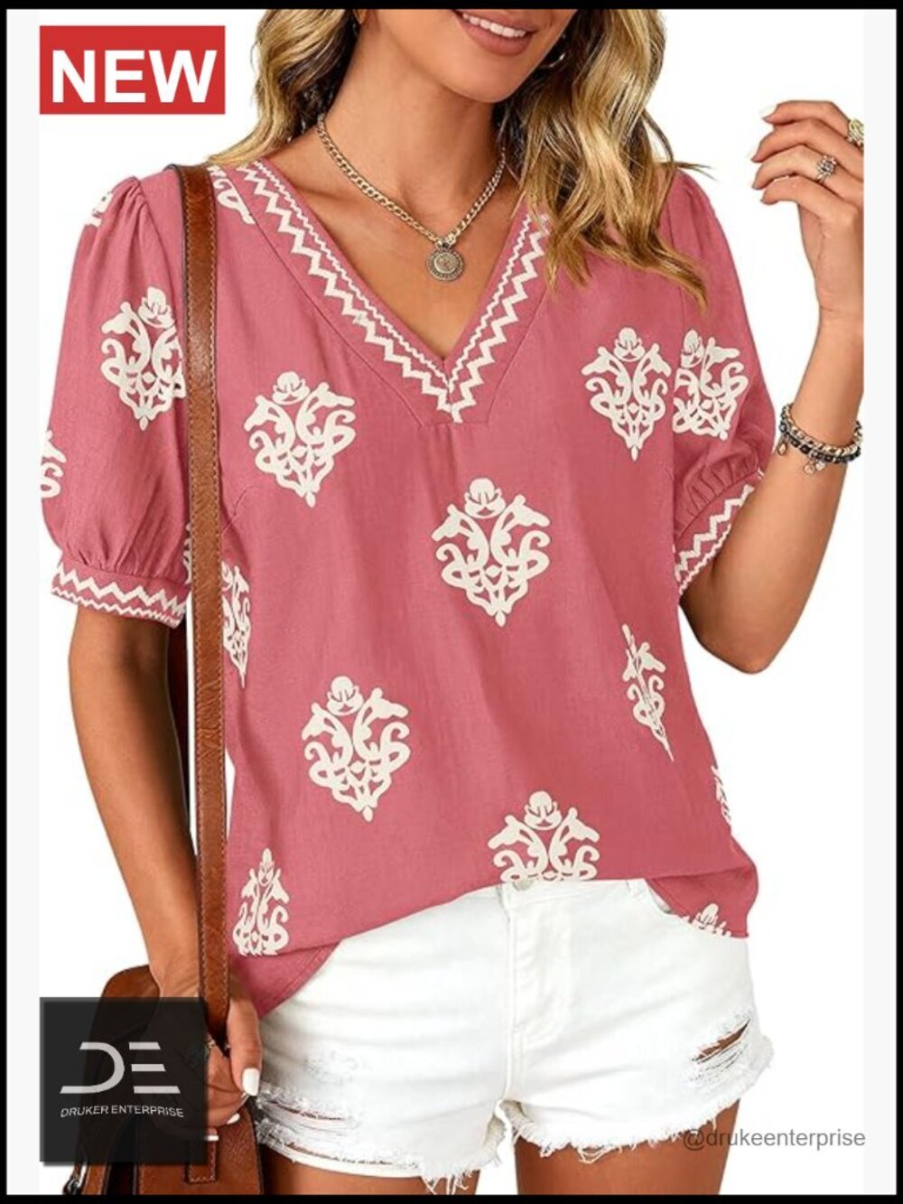 Women's Short Sleeve V-Neck T-Shirt Blouse Tunic Peasant Top Lightweight